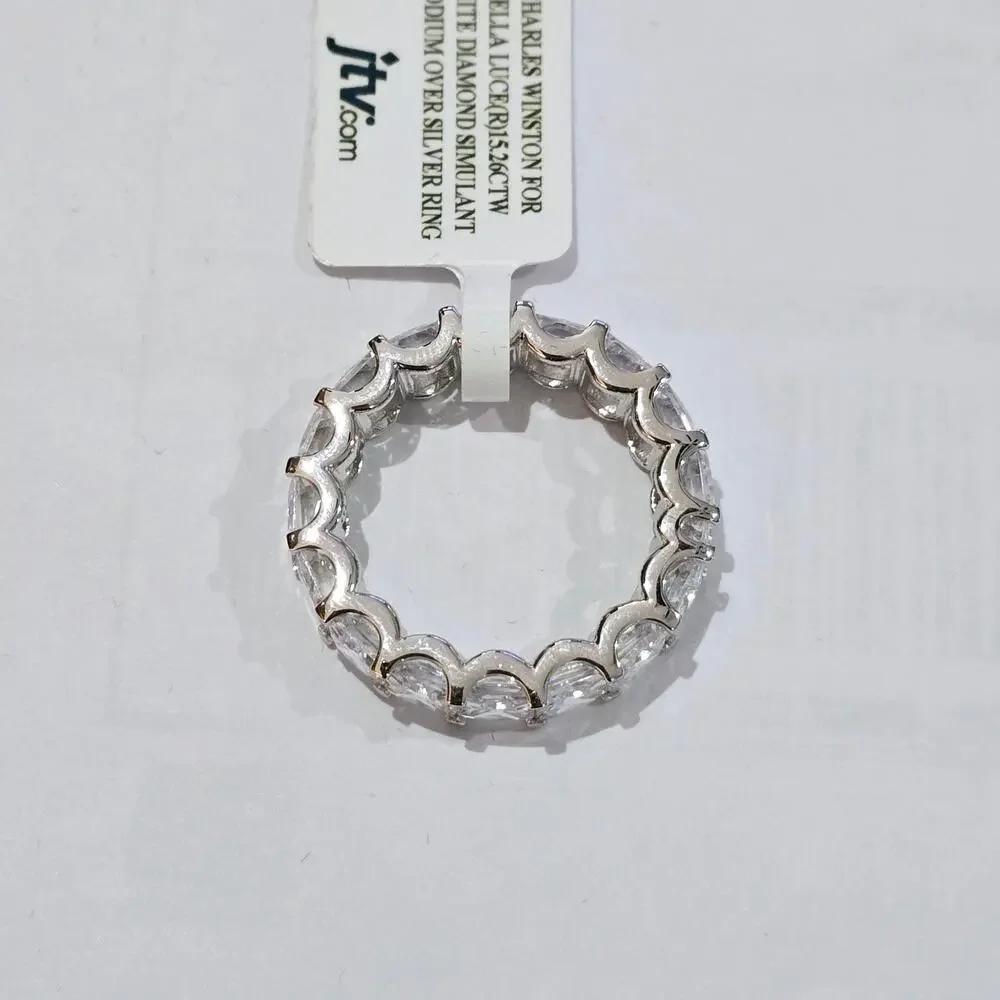 Charles Winston Bella Luce White Diamond Simulant Rhodium over 925 Ring 10 NWT - Picture 3 of 3